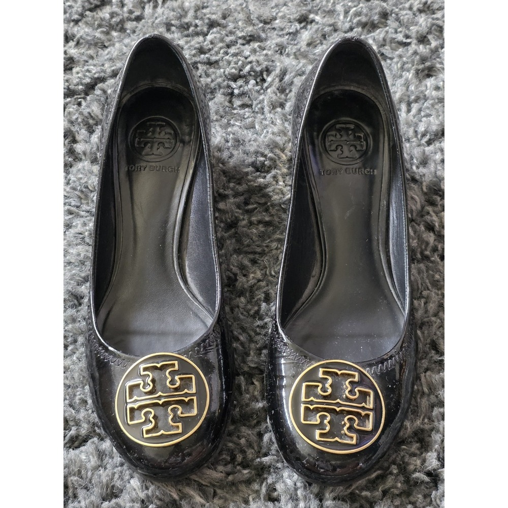 TORY BURCH Amy Black Patent Leather Slip On Pumps Sz 9